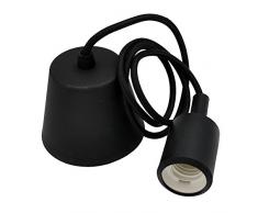 Lampade a Sospensione Lampadari a Soffitto Silicone Nero Moderni con Portalampada E27 Lunghezza Totale 155CM di Enuotek