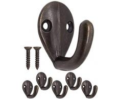 FUXXER® – Ganci in metallo massiccio per guardaroba, ganci per asciugamani, ganci in ferro, ganci in ottone anticato, design vintage rustico, set da 5 pezzi
