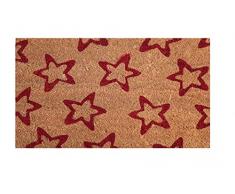 Zerbino ingresso casa, tappeto ingresso interno, zerbino ingresso esterno, zerbino in fibra di cocco naturale, tappeto asciugapassi 40x70 (Stella rossa)