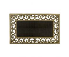 Relaxdays Zerbino in Gomma da Esterni e Interni, 75 x 45 cm, Antiscivolo, Design Metallico, Porta Ingresso, Oro, 1 pz