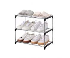 Jucaifu Scarpiera piccola impilabile, ideale per ingresso, corridoio e ripostiglio, per migliorare lorganizzazione e lo spazio disponibile (3 ripiani, nero)