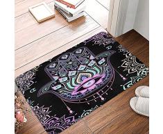 Tappeto Esterno Mano di Hamsa di Fatima Mandala Tappetini Porta Dingresso Confortevole Zerbino Antiscivolo Zerbino di Benvenuto per Giardino Terrazzo Balcone 40X60Cm