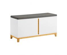 SoBuy Panca Scarpiera ingresso con seduta, Cassapanca contenitore con 2 ante, 90x34x46cm FSR117-W