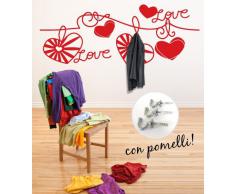 Adesivo murale Wall Art "Appendiabiti love" - Misure 100x38 cm - Decorazione parete, adesivi per muro, carta da parati