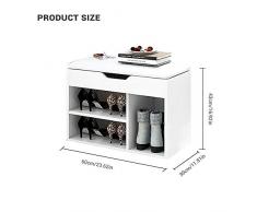 Meyhouse Home scarpiera con PU sella rack, cassapanca in legno panca portaoggetti, più comodo da indossare scarpe.Alzata & 1 White