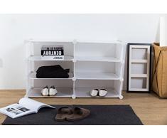 Inxact Scarpiera Modulare Plastica Armadio Interno a 6 ripiani, Bianco