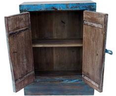Guru-Shop Armadietto Laterale Vintage, Cassettiera, Comodino, Armadio da Corridoio - Modello 33, Turchese, 69x54x23 cm, Armadietti