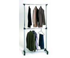 HAKU Möbel 44708 - Guardaroba con ruote, 90 x 43 x 120/210 cm, colore: Alluminio/Cromo/Grigio