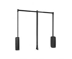 Emuca - Appendiabito saliscendi per Armadio, Barra Appendiabiti saliscendi,Largo Regolabile 830-1150mm, Colore Titanio