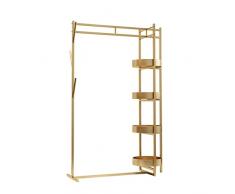 HODERDS Stand Appendiabiti Autoportante, Appendiabiti Multifunzionale da Terra con Design A Gancio con Vassoio Portaoggetti di Forma Rotonda, Applicare alla Boutique del Negozio(Size:100cm,Color:Oro)