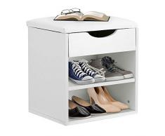 Cocoarm Panche Contenitore per Ingresso Scarpiera da Ingresso Cassapanca Panca scarpiera Portascarpe con Cuscino Panca per Scarpe da Ingresso Mensola Organizzatore per Casa Bianco 40x43x30cm