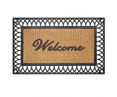 OLIVO.shop | EDEN Tappeto zerbino in cocco inciso e gomma per esterno con scritta Welcome - 45x75cm, 4 varianti (ARCO)