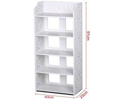 Ejoyous Shoe Rock, rastrelliera, 5 Ripiani Hollow out Scarpe Supporto mensola Organizer Ingresso corridoio Carved-White