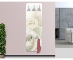 Appendiabiti - White Roses 139x46x2cm, appendiabiti a muro, appendiabiti da muro, appendiabiti da parete, appendiabiti design, Dimensione: 139cm x 46cm