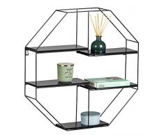Wenko Scaffale da parete Octagon Industrial Design, a nido dape, scaffale sospeso, scaffale moderno per cucina, bagno, soggiorno o corridoio, MDF, metallo, look vintage, 4 ripiani, 60 x 60 x 12 cm