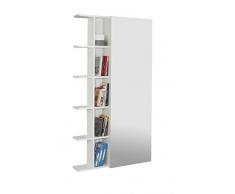 tft Scarpiera Libreria 5 Ripiani in Melaminico 88,5x25x160cm Sc Bianca Specchio
