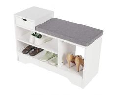 Greensen Scarpiera Scarpiera da Ingresso con Cuscino, Panca per Scarpe 3 Ripiani con Cuscini Cassapanca, Armadio da Ingresso, Scarpiera con cassetto 30x80x52cm