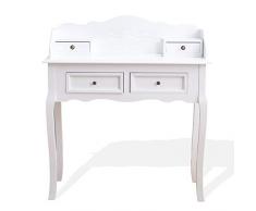 Mobili Rebecca® Consolle Scrittoio 4 Cassetti Legno Bianco Classico Elegante Ingresso Soggiorno Camera (Cod. RE4140)