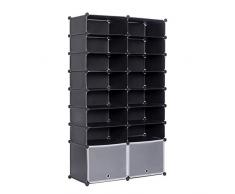 WOLTU Scarpiera Armadietto Porta scarpe da Ingresso Salvaspazio Mobiletto Modulare Scaffale Componibile in Platica Nero SR0053sz