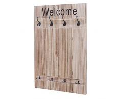 Mendler Serie Vintage Appendiabiti Guardaroba HWC-C89 Welcome 91x60cm - Naturale