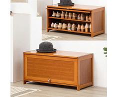 Scarpiera Armadio In Legno Panca Con Sedile Porta Scaffale Ingresso Salvaspazio, Piccolo 2 Piani Portascarpe Rastrelliera Sgabello Mensole Da Scarpe 60cm 70cm 80cm 60CM