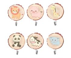 Hyakoz 6Pezzi Ganci Autoadesivi per Bambini Ganci autoadesivi adesivo Gancio Appendiabiti Autoadesivo Ganci Creativi Autoadesivi gancio per Bambini Appendini Adesivi Per Appendiabiti Zaini Asciugamani