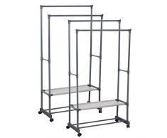WOLTU SR0022-2 2 x Stand Appendiabiti a Terra con Ruote, Attaccapanni Guardaroba in Tubi dAcciaio Inox Telescopico Altezza Regolabile