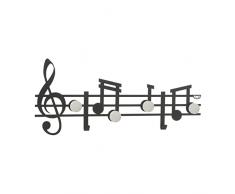 Arti & Mestieri Musica - Appendiabiti di Design 100% Made in Italy - in Ferro, 70 x 30 cm - Nero Goffrato