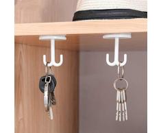 TOPBATHY Ganci adesivi da soffitto sotto mensola, appendiabiti, asciugamani, accappatoi, per bagno, cucina, garage, 6 pezzi