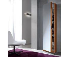Links - Zola 8 Scarpiera a 1 porta + specchio, Melamina, colore Castagno, 50 x 180 x 20 cm