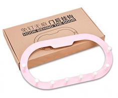 Organizzatore porta sopra la porta, porta a ventosa con gancio per porta, rack a 8 ganci, per cappotti, cappelli, accappatoi, asciugamani, camera da letto, armadio e bagno- 40 * 22 * 2,5 cm,Rosa
