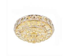 Guardaroba Cristallo Soffitto Lampadario Illuminazione,Moderno LED Lampadario Rotondo Incasso Plafoniera Apparecchio Per Foyer Corridoio Bar,Oro Cristallo Durante La Luce-Cambio di luce a tre colori 2