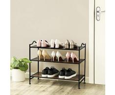 Songmics Scarpiera Vintage di Metallo, Nero, 68.5 x 31 x 56 cm