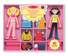 Melissa and Doug Gioco magnetico Bambole in legno con guardaroba magnetizzato: Vesti Abby&Emma