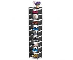 esonstyle Scarpiera a 10 Ripiani Scarpiera stretta in metallo per 10 paia di scarpe alte Scarpiera salvaspazio slim per soggiorno ingresso corridoio e guardaroba