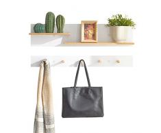 SoBuy Portachiavi Mobile Ingresso da Muro Appendiabiti Legno Attaccapanni da Muro Scaffale Murale Mensola Scaffale FHK21-WN