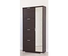 Topkit | SCARPIERA 63AB | Armadio per Scarpe | Scarpiera con Specchio | 20 Paia di Scarpe | Misurazioni 175 x 81,5 x 28 cm | Marrone Scuro