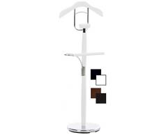 CLP Indossatore Servomuto Cardiff con Staffa Pantaloni, Gruccia E Posa Oggetti I Ometto Appendi Abiti in Legno E Metallo, Colore:Bianco