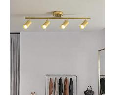 Plafoniera Led Rotondo A 4 Teste Faretto Rotante In Ferro Battuto Orientabile Lampada A Binario Guardaroba Lampada Da Esposizione Per Negozio Di Abbigliamento, Oro