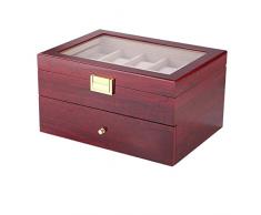 Scatola portaoggetti - Scatola Porta Orologi Doppia vetrina da Uomo e Scatola portaoggetti 20 Scomparti per Orologi e cassetti per servomuto, Piano in Vetro