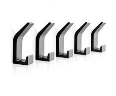 TIANTOU Ganci Adesivi Ganci Appendiabiti Impermeabile Spazio Alluminio Ganci Portasciugamani per Cucina e Bagn Ufficio 5 Pezzi (Nero)