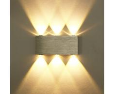 Unimall 6W Illuminazione a Parete Luce Sopra Sotto LED Lampada da Parete in Alluminio Applique da Parete Interni per Casa Armadio Corridoio Soggiorno Hotel Bianco Caldo