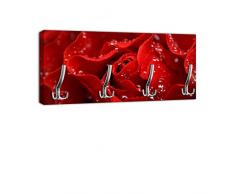 Appendiabiti con gancio attaccapanni appendiabiti da parete Design rosa rossa DG038 (75x35cm)