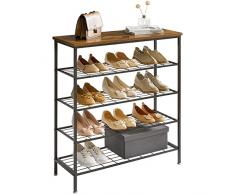 YMYNY Panca Scarpiera, Porta Scarpe a 5 Ripiani, Scaffale con Seduta, Mobile Scaffale Mensola Organizzatore, per Ingresso, Soggiorno, Camera da Letto, Corridoio, Marrone Vintage HD-HTXJ005H