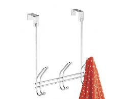 mDesign appendiabiti da porta – 6 ganci guardaroba porta – perfetto armadio guardaroba ingresso o camera da letto, ideale come portasciugamani da porta, per giacche e cappotti ecc. Colore: cromo