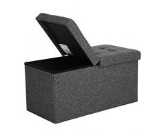 SONGMICS - Cassapanca pieghevole per scarpe, capacità di carico: 300 kg, 76 x 38 x 38 cm 76 x 38 x 38 cm Dark Grey