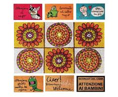 Parpyon® Zerbino ingresso casa simpatico cm 40x70 tappeto da esterno ANTISCIVOLO zerbino ingresso esterno tappeti moderni in fibra di cocco (Mosaico)