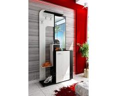 Appendiabiti Innovativi. Mobile Da Ingresso Nero E Rovere Chiaro Moderno Di Nuova Generazione Mobiletto Con Contenitore Con Specchio Ripiani E Ganci Attaccapanni IU18
