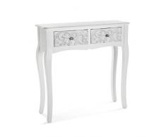 VERSA Anjali Consolle ingresso, Tavolo Consolle, Tavolino Ingresso, Tavolo salotto, con 2 cassetti, Misure (A x L x l) 80 x 25 x 80 cm, Legno, Colore Bianco