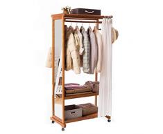 Zhangmeiren Appendiabiti per Pavimento in Massello di Legno Massiccio Europeo con Specchiera